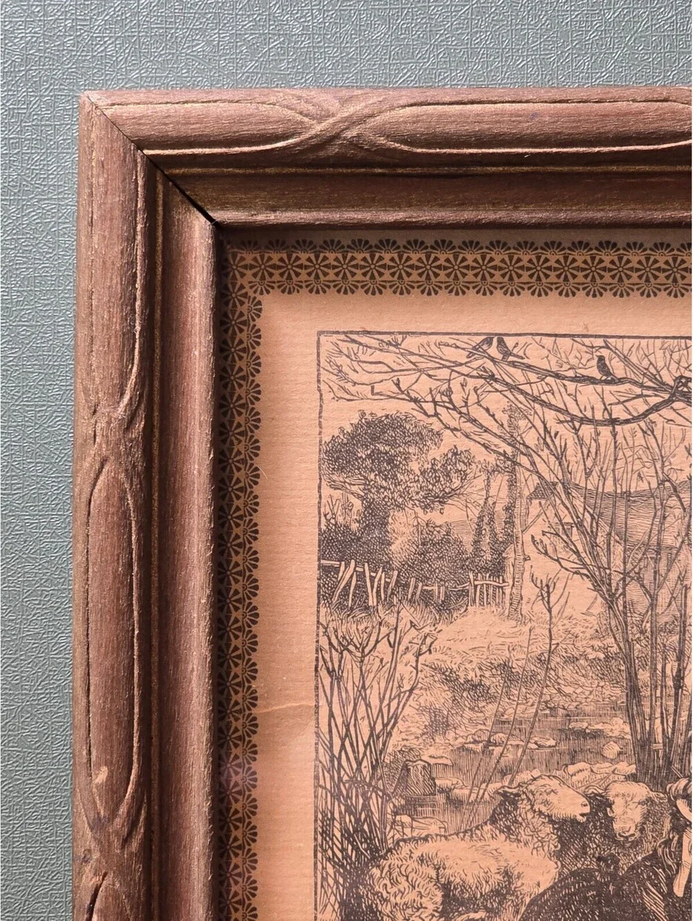 Vintage Pier Mirror Wood Frame Print Insert, 22x9.5 Accent Mirror